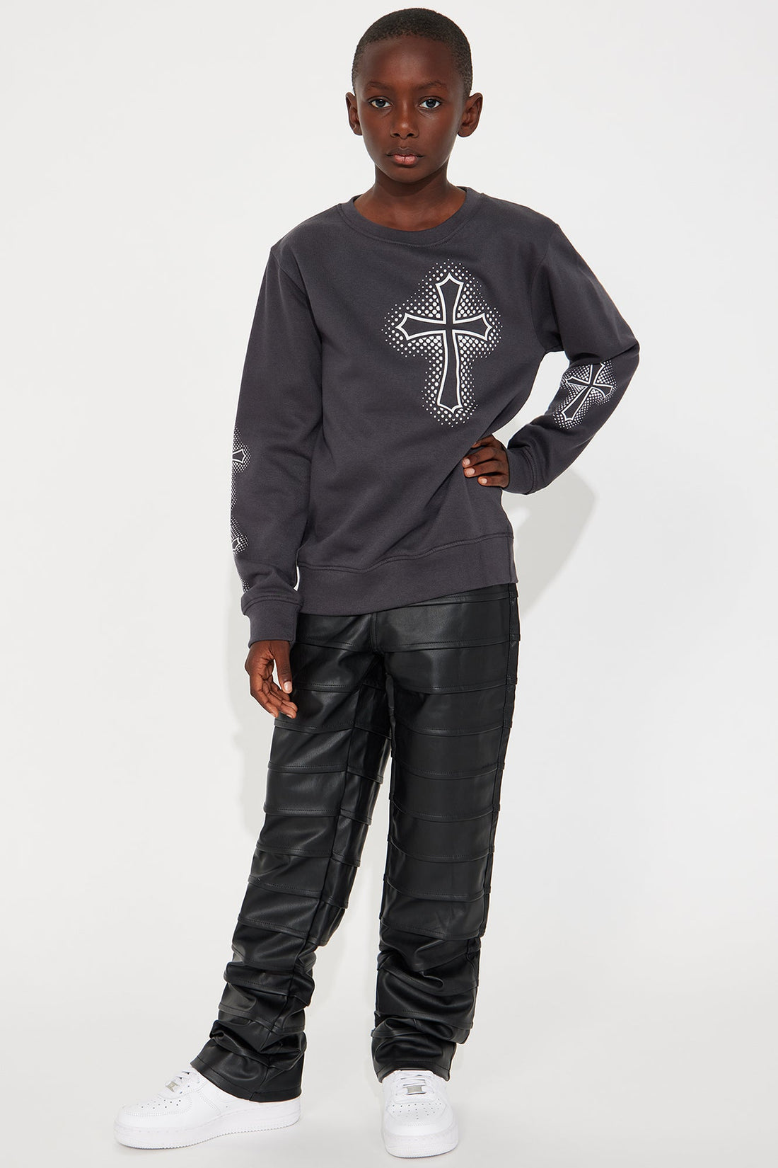 Mini Blessed Up Long Sleeve Sweatshirt - Charcoal