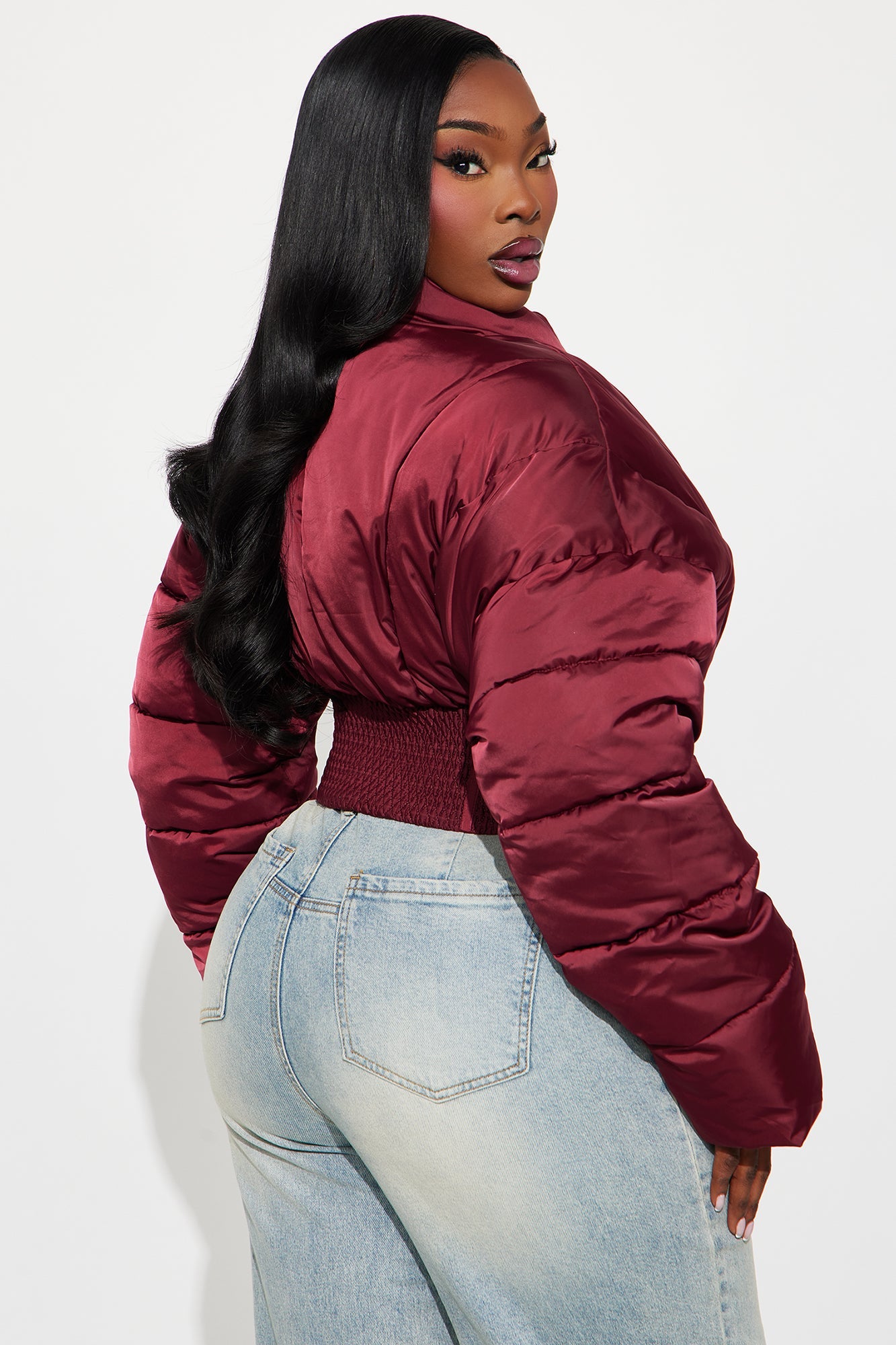 Body Language Corset Puffer Jacket - Burgundy
