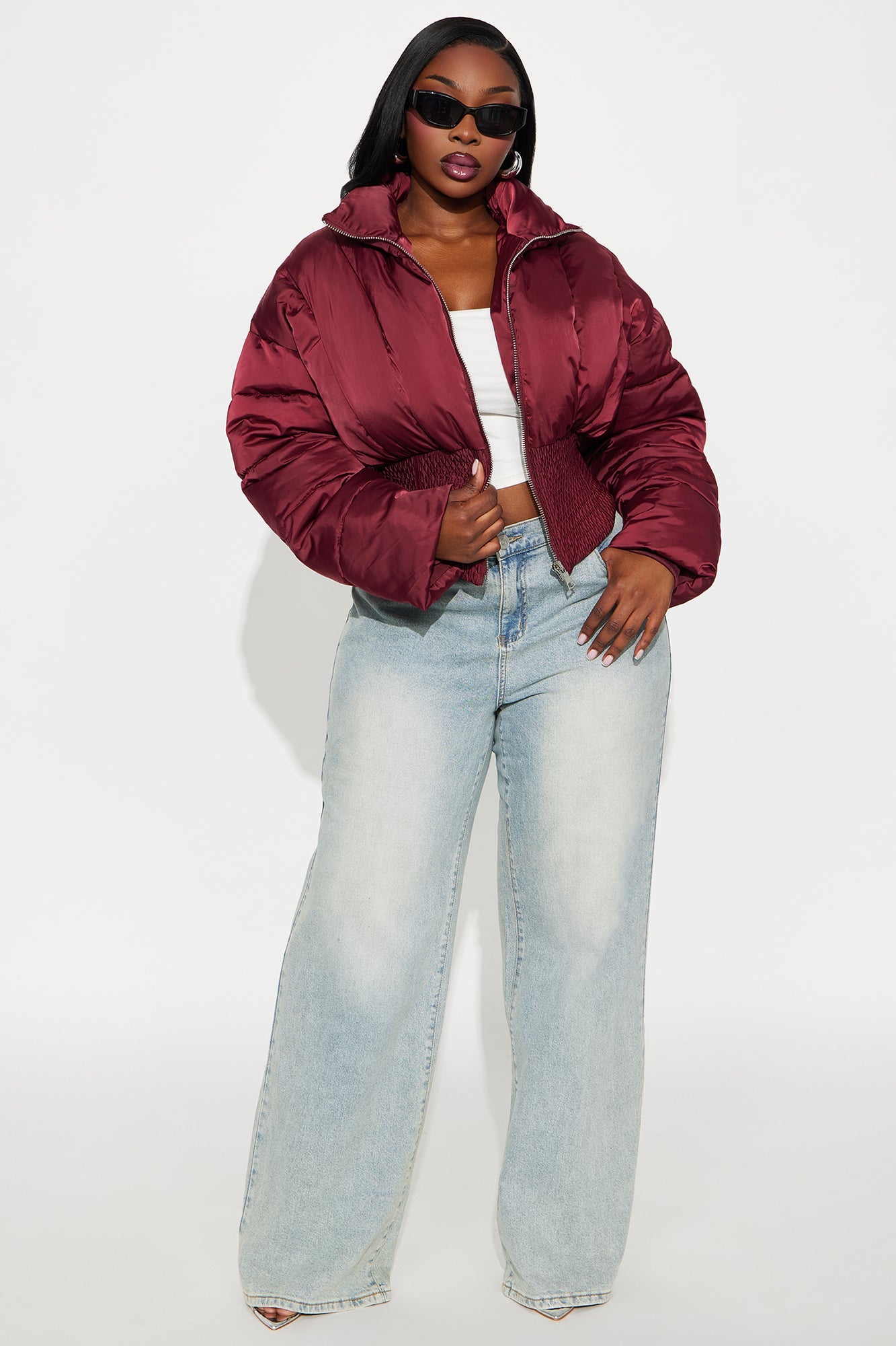 Body Language Corset Puffer Jacket - Burgundy