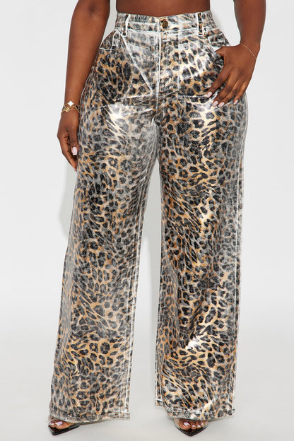 Carmela Leopard Wide Leg Pant 33″ - Leopard