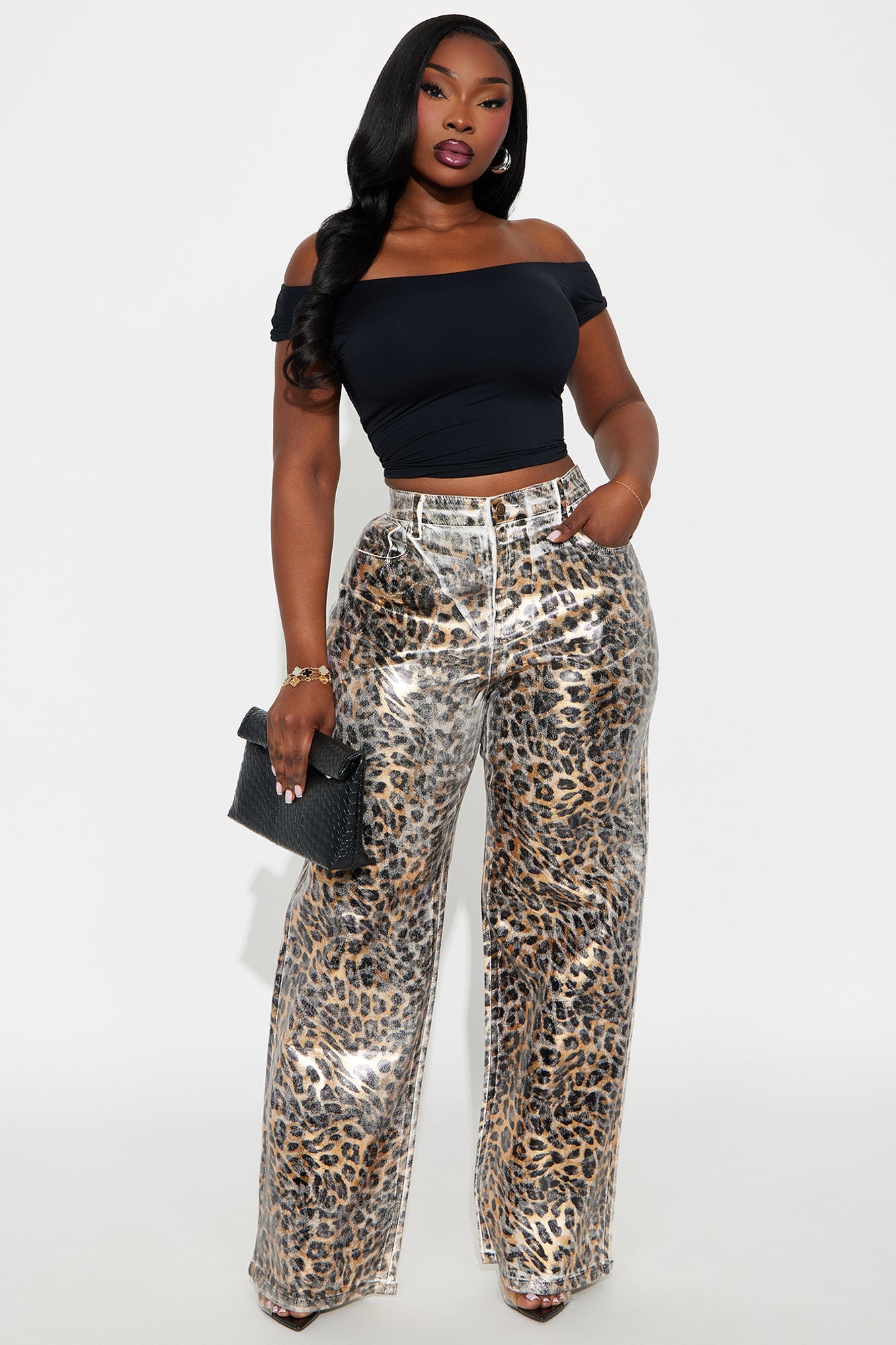 Carmela Leopard Wide Leg Pant 33″ - Leopard