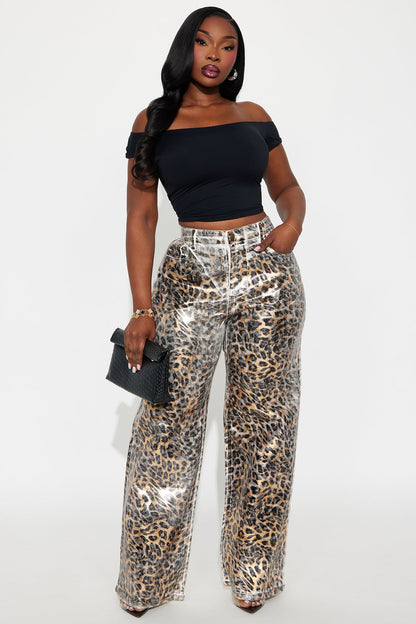 Carmela Leopard Wide Leg Pant 33″ - Leopard
