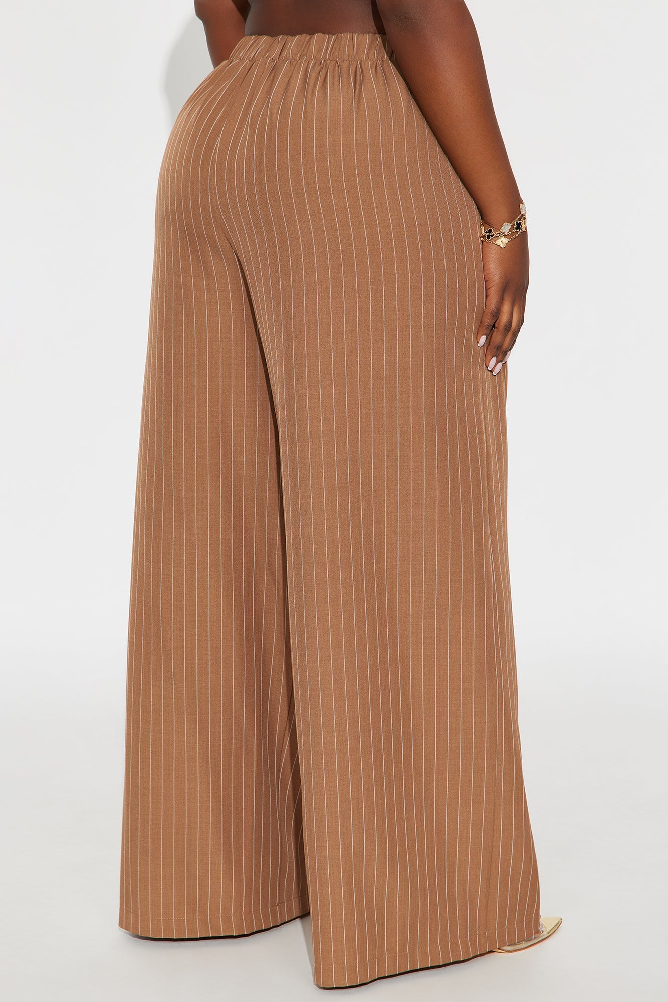 Easy To Wear Pinstripe Wide Leg Pant 32″ - Mocha
