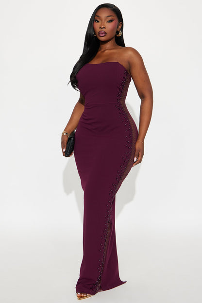 Heart Eyes Embellished Maxi Gown - Plum
