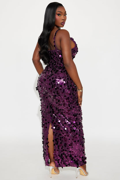 Extra Extra Sequin Maxi Dress - Plum
