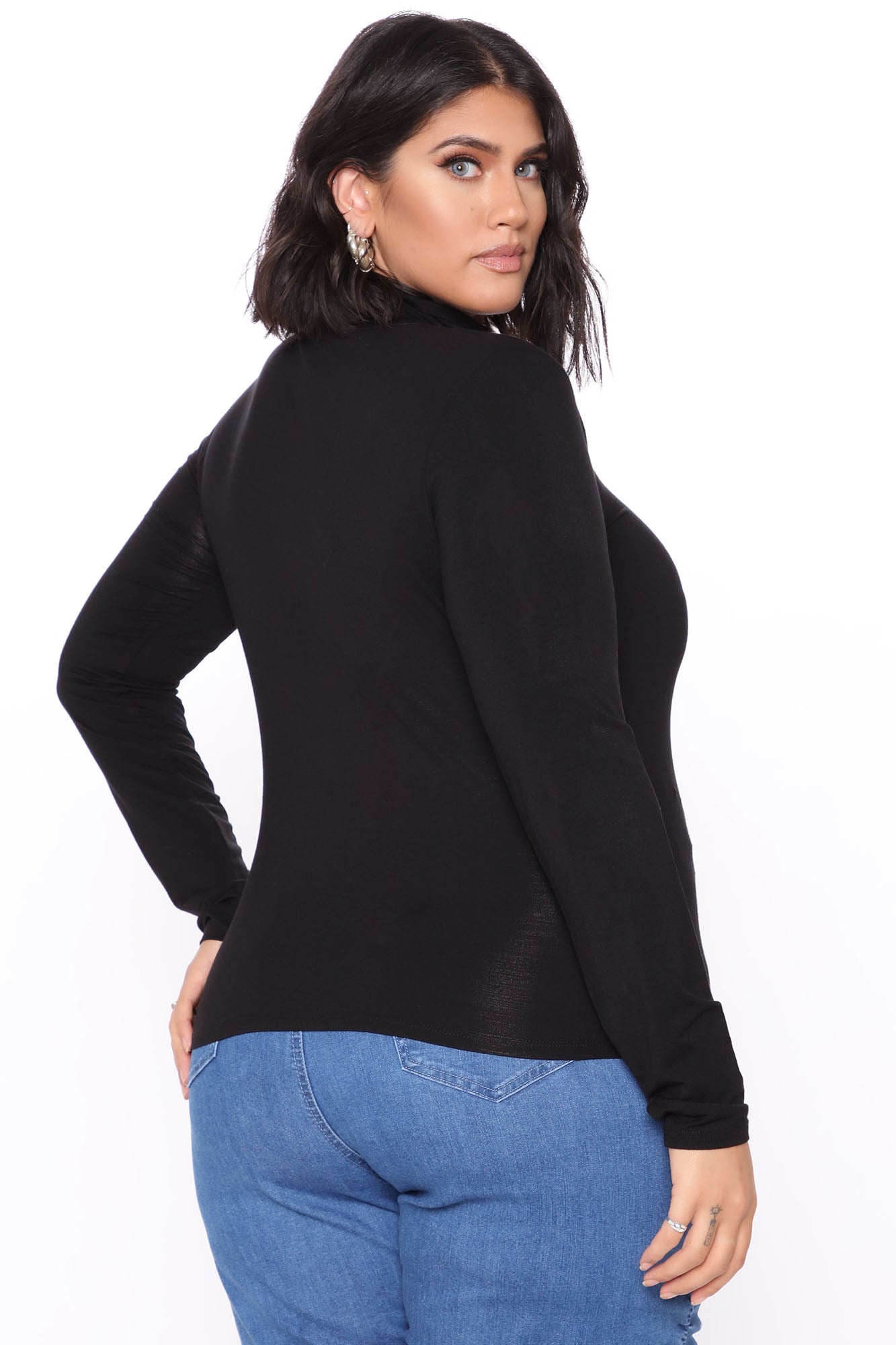 Pamela Turtle Neck Long Sleeve Top - Black