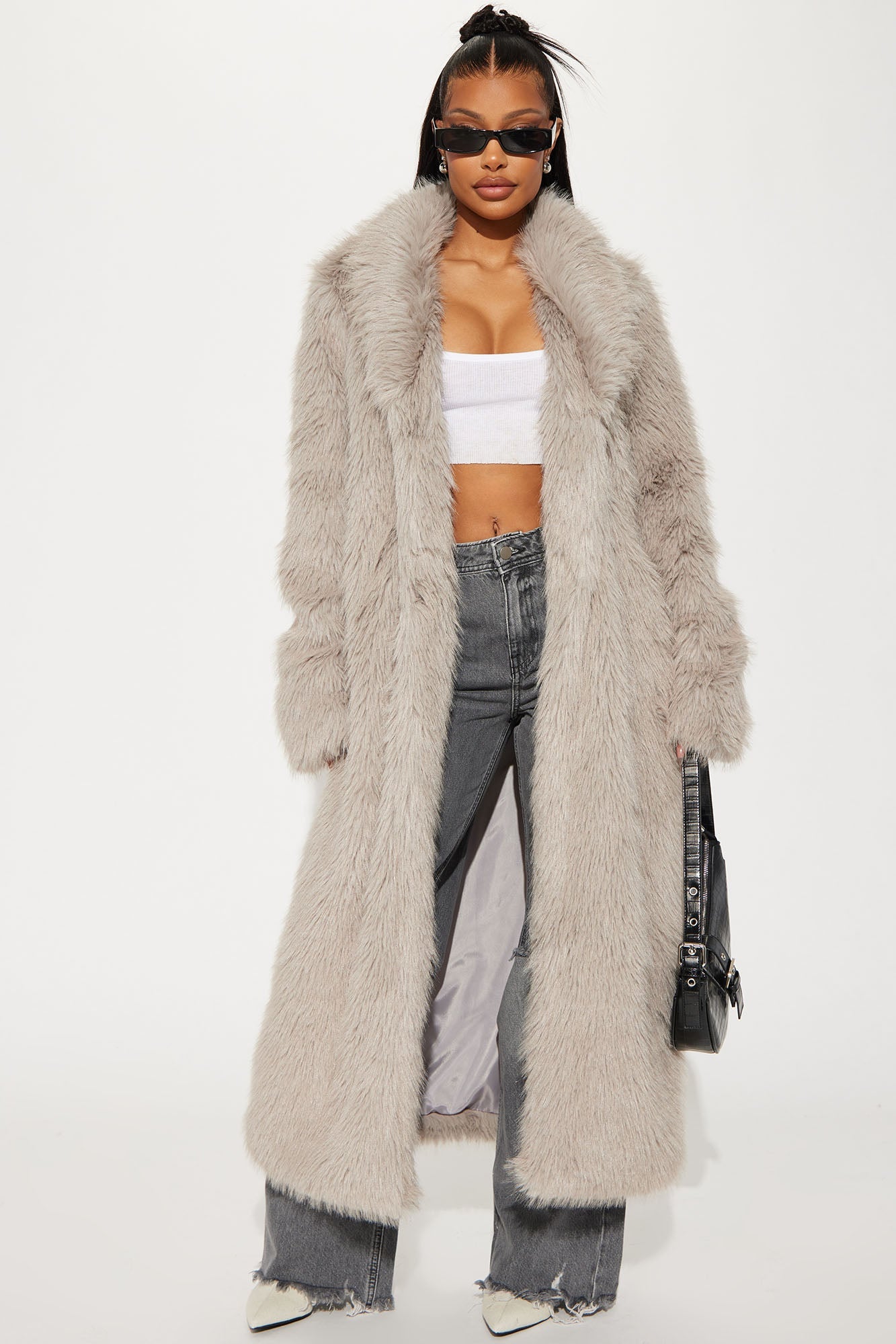 Jobelle Faux Fur Coat - Charcoal