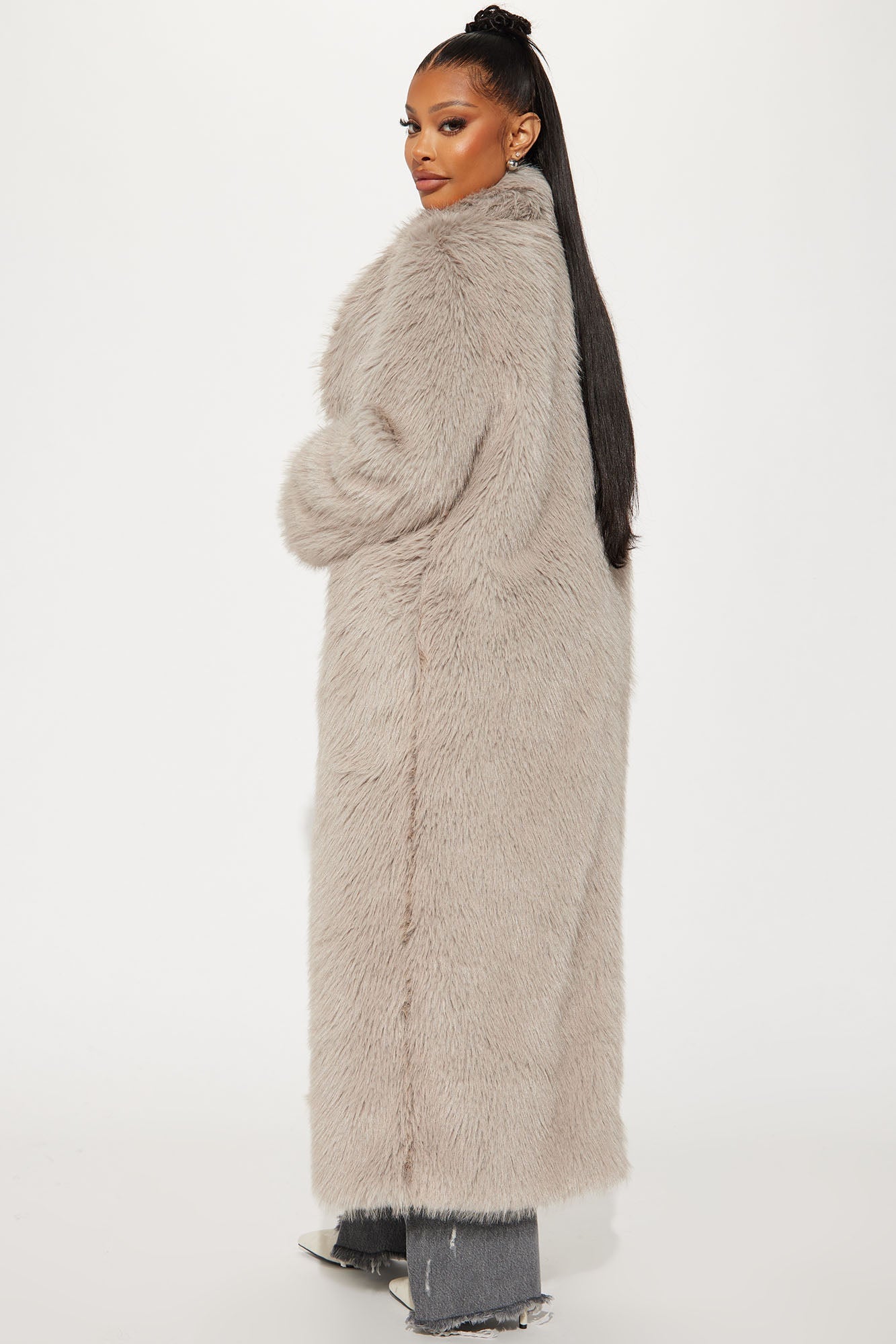 Jobelle Faux Fur Coat - Charcoal