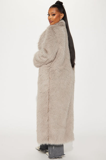 Jobelle Faux Fur Coat - Charcoal