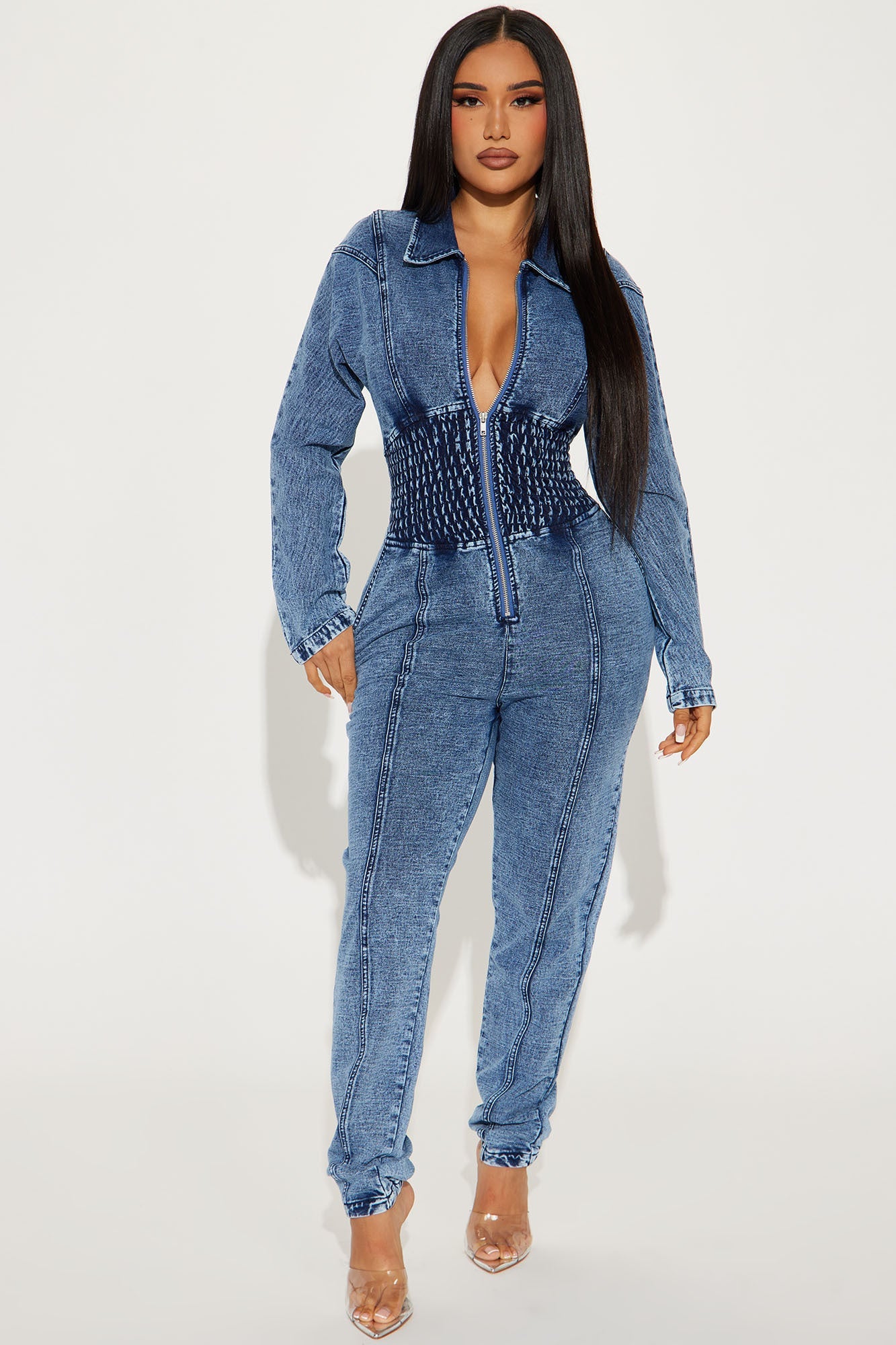 Not Too Late Denim Jumpsuit - Medium Wash
