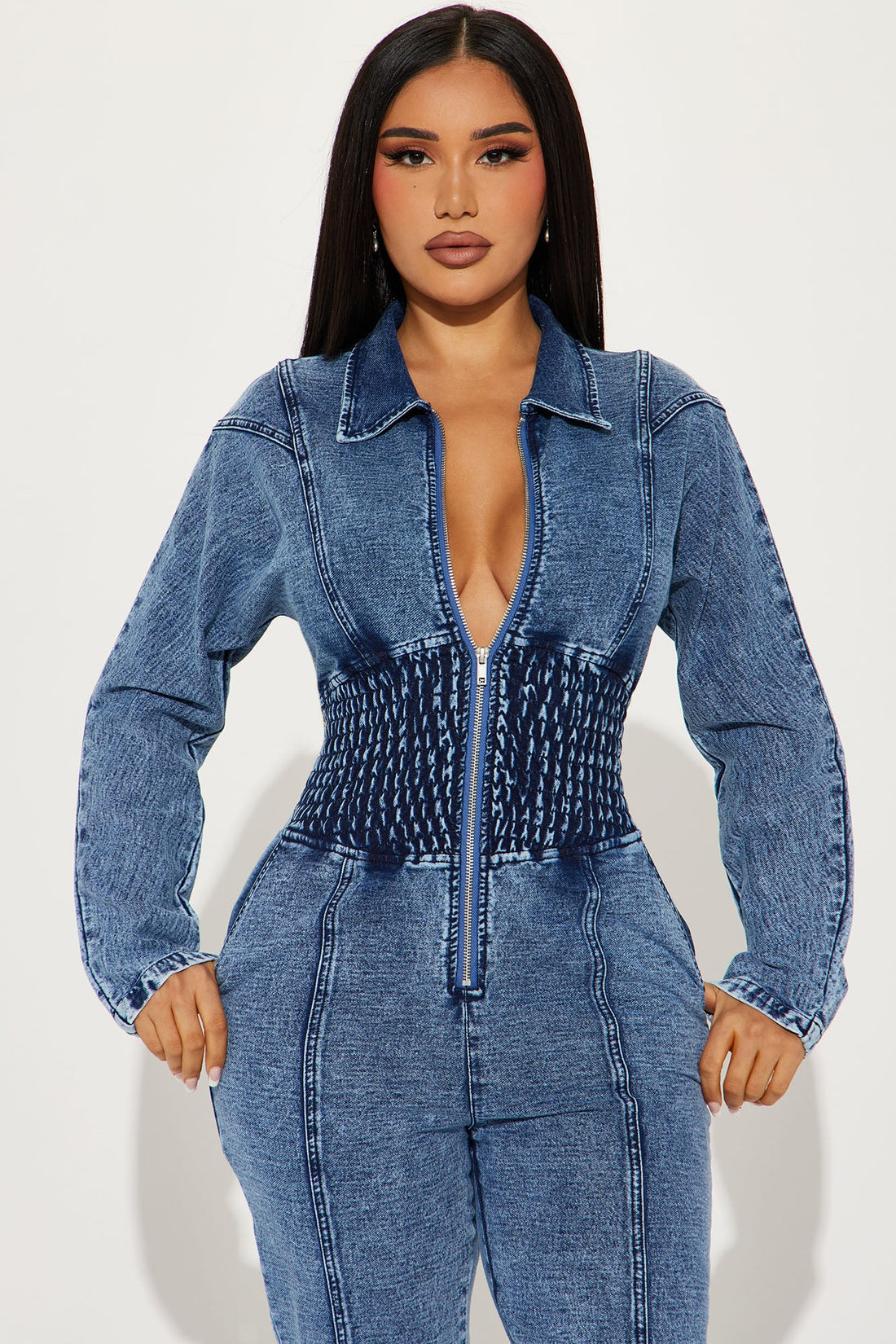 Not Too Late Denim Jumpsuit - Medium Wash