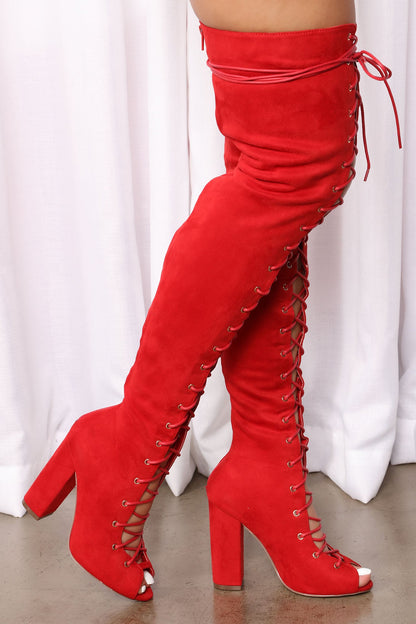 Living Legacy Over The Knee Boots - Red