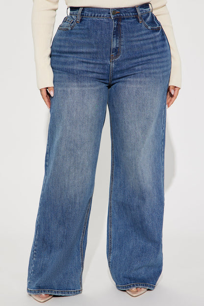 Yours Forever Low Stretch Baggy Jeans - Medium Wash