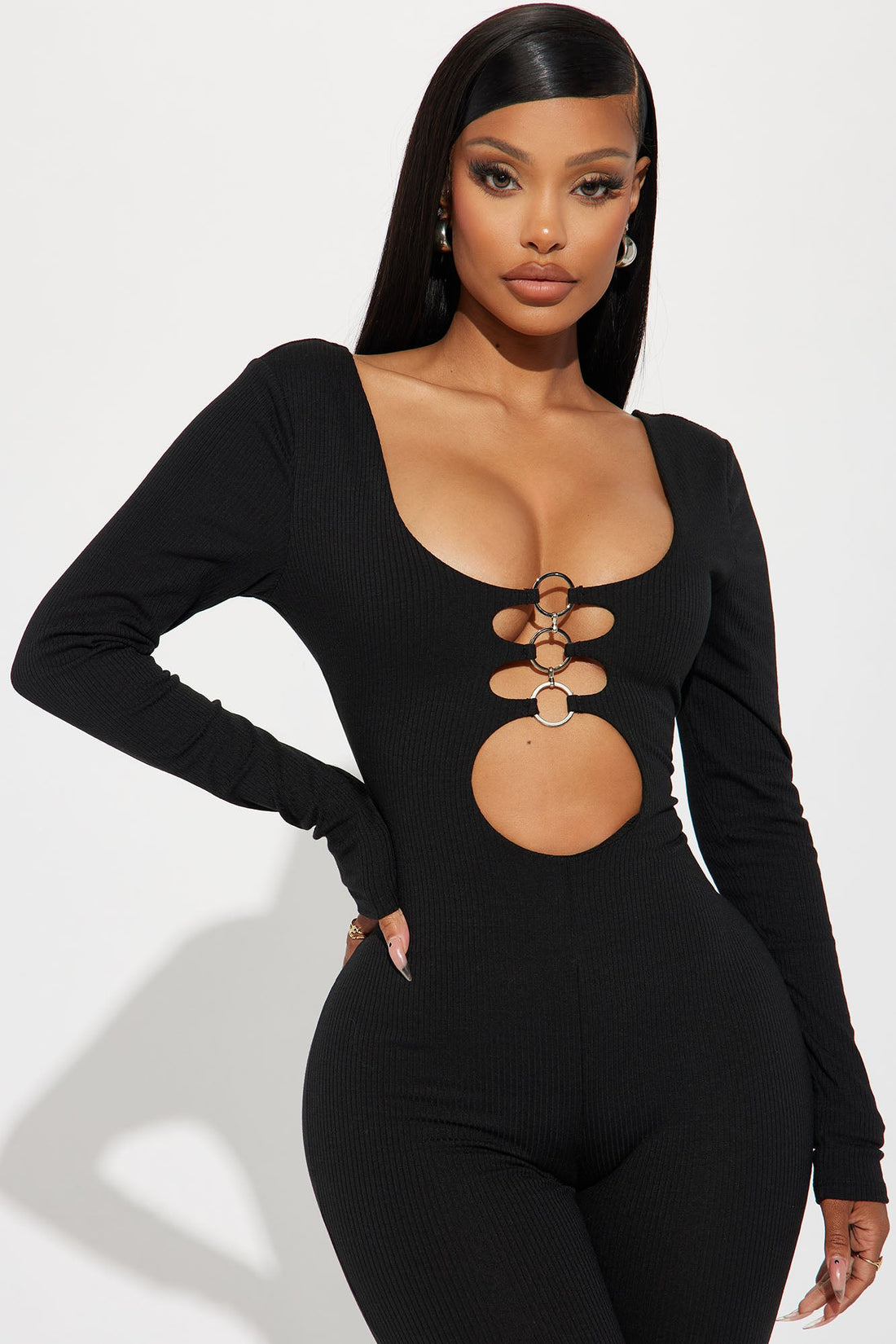 Ring Me Up Long Sleeve Jumpsuit - Black