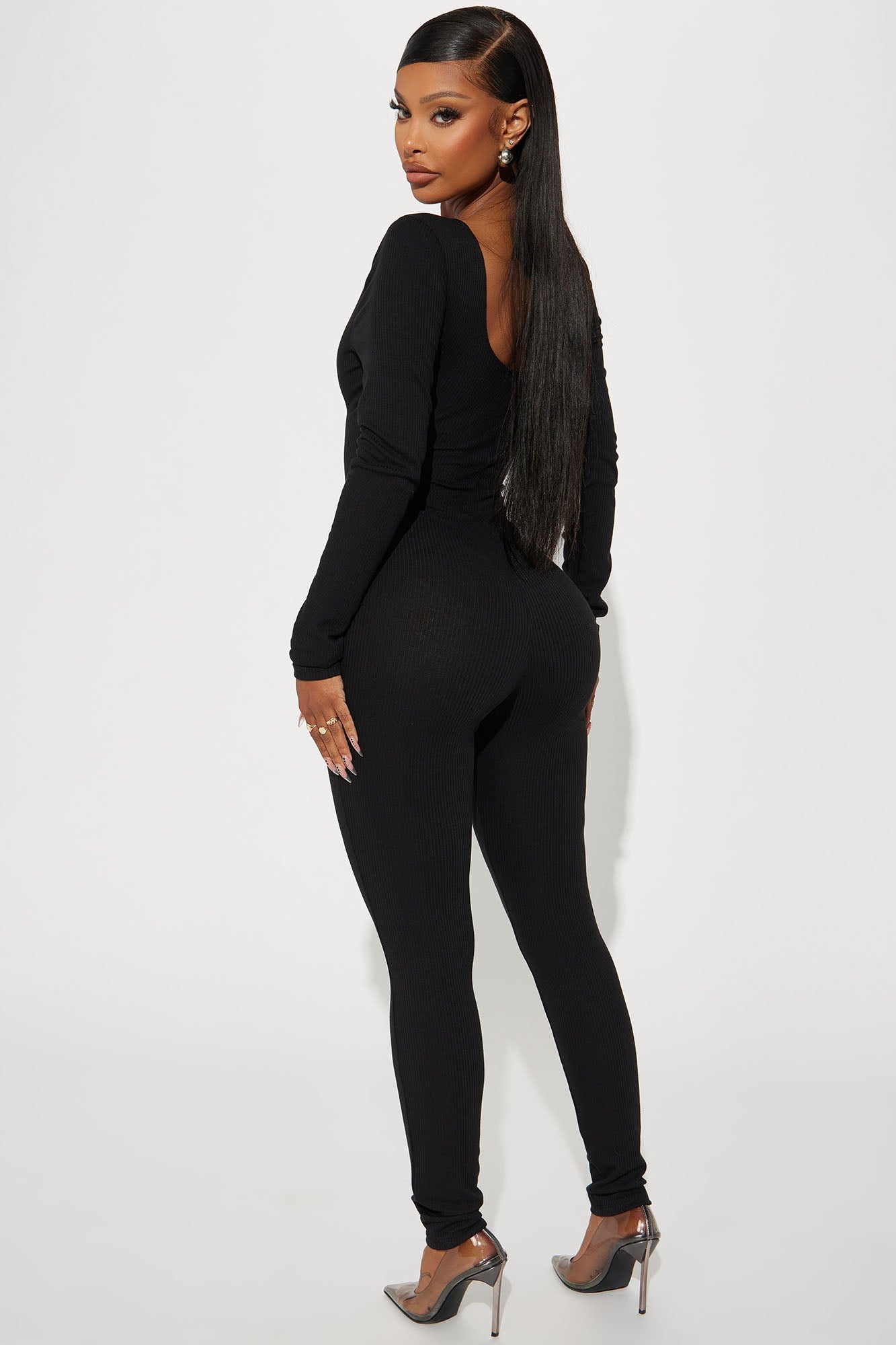 Ring Me Up Long Sleeve Jumpsuit - Black