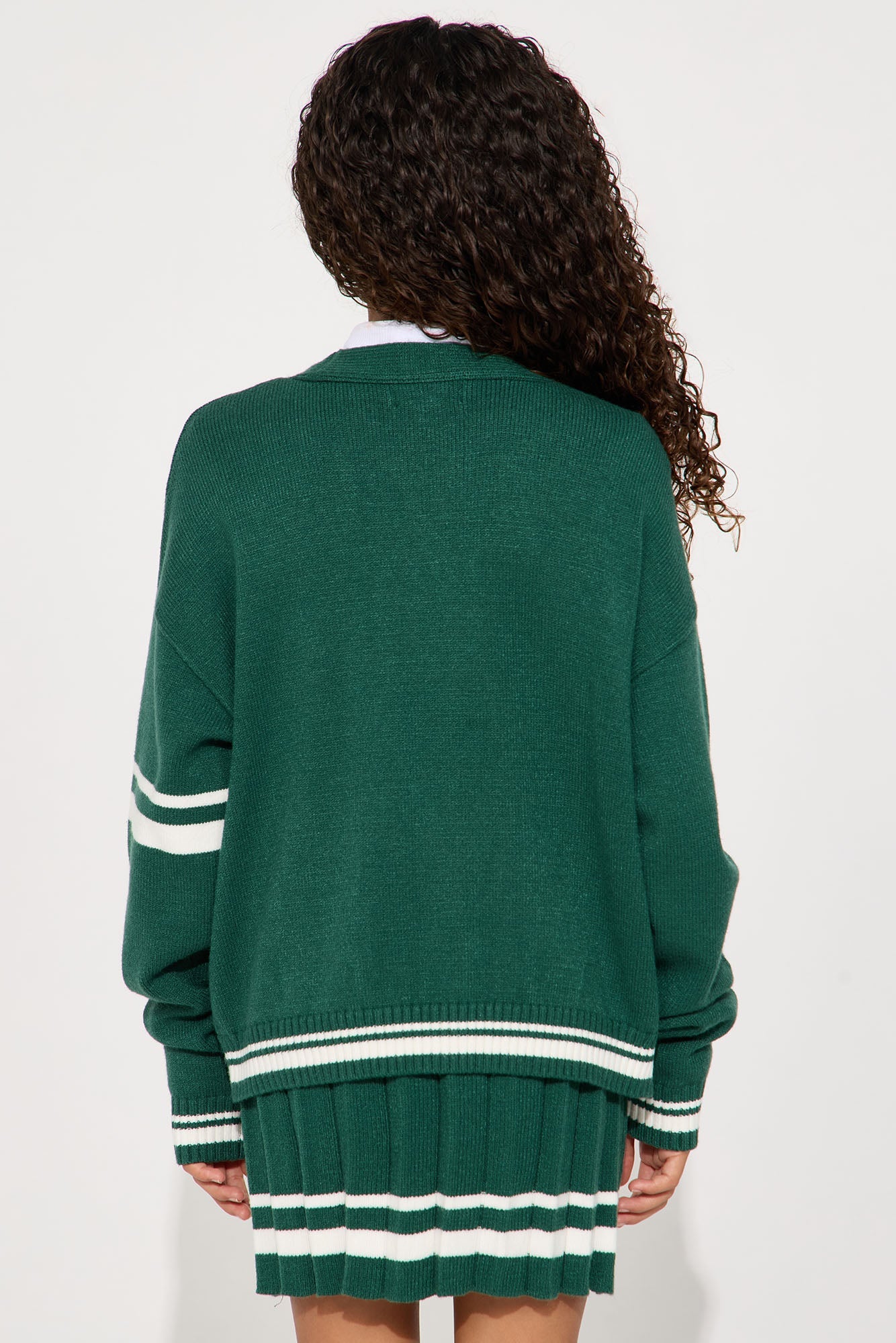 Mini Preppy Era Pleated Sweater Skirt Set - Hunter