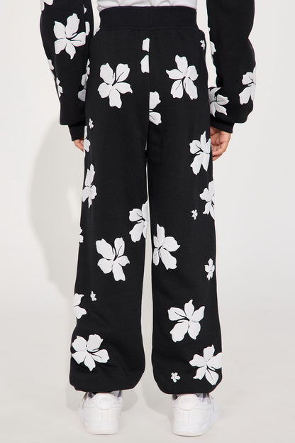 Mini Always In Bloom Fleece Jogger - Black/White