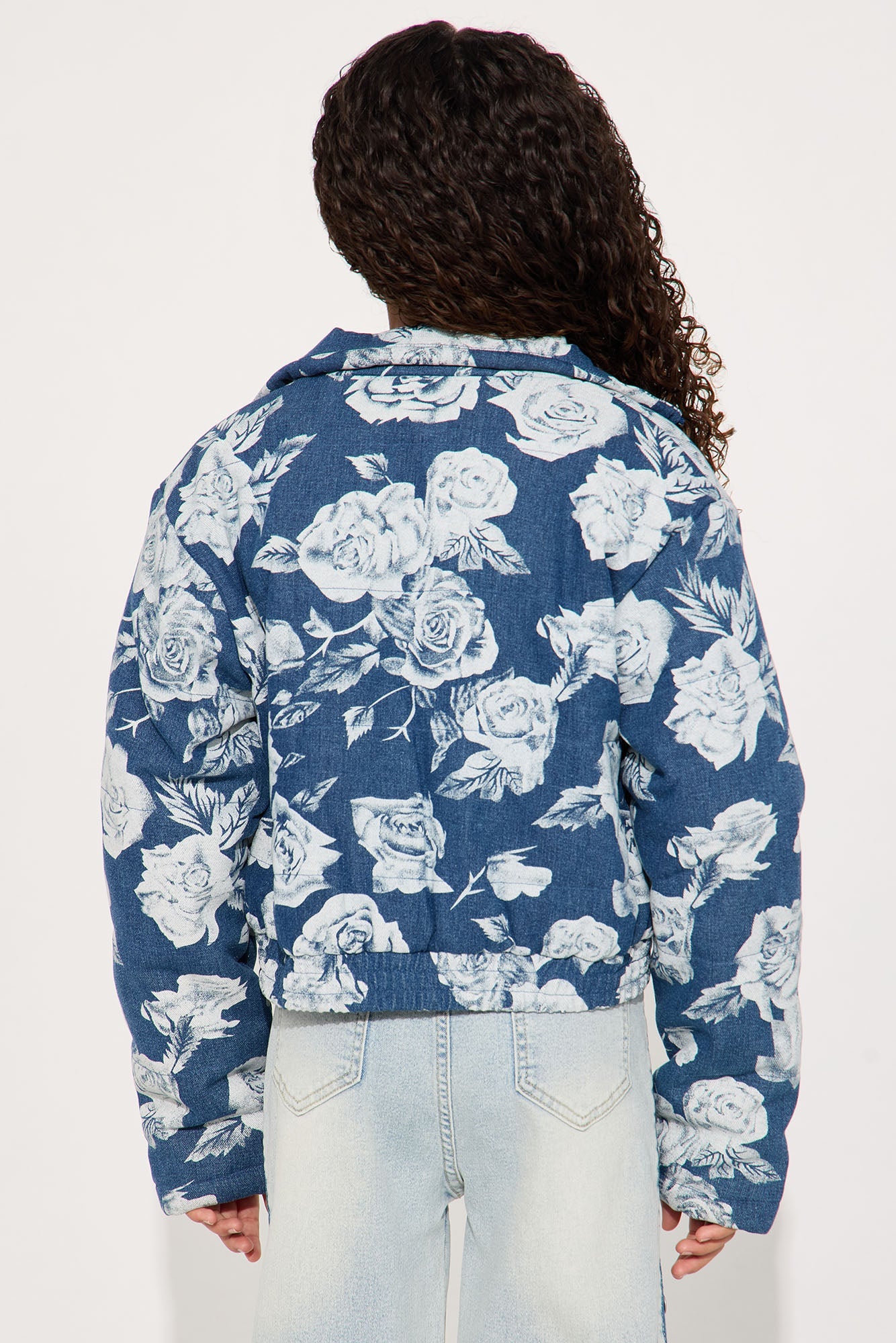 Mini Every Rose Denim Puffer Coat - Blue/combo