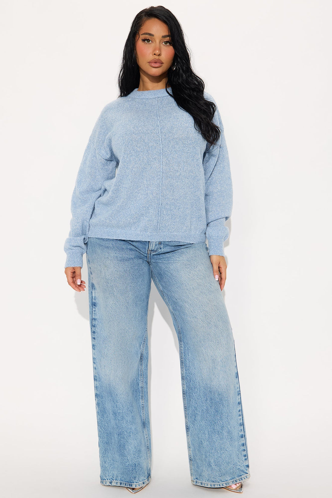 All Season Crew Neck Sweater - Light Blue
