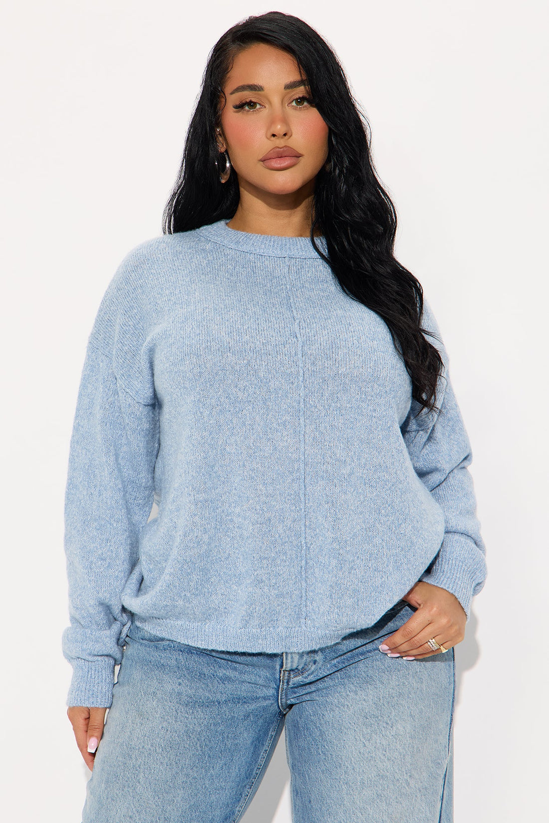 All Season Crew Neck Sweater - Light Blue