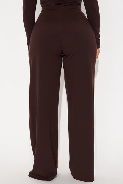 Nellie Colorblock Wide Leg Trouser Pant 33 - Brown/combo