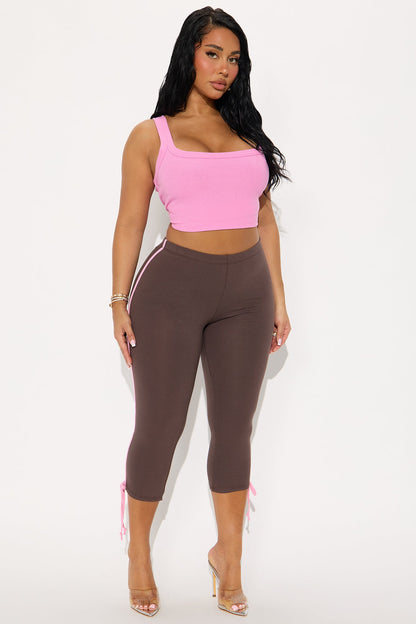 Lana Striped Capri Legging - Brown/combo