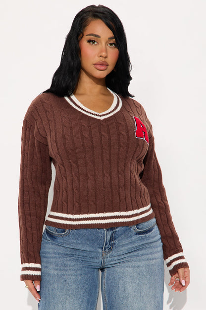 Varsity Edition Cable Knit Sweater - Brown/combo