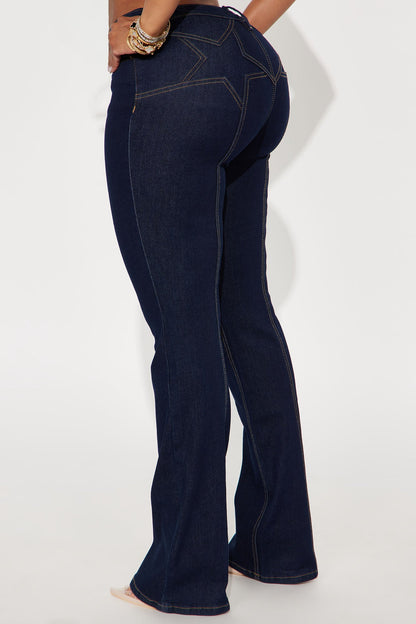 Superstar Mid Rise Bootcut Jeans - Dark Denim