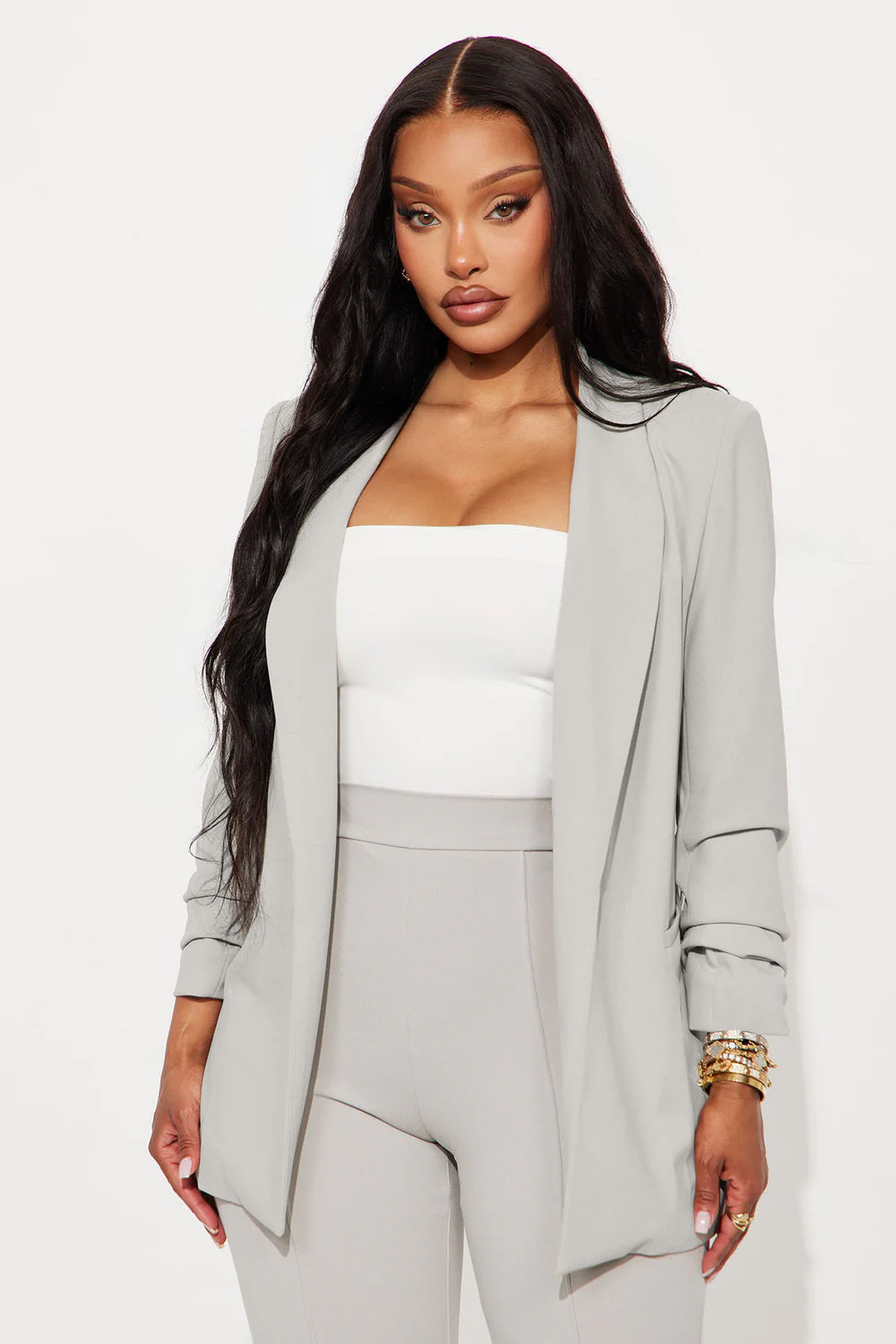 The Celine Blazer - Light Grey