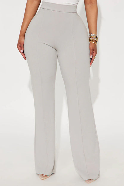 Victoria High Waisted Dress Pants - Light Grey
