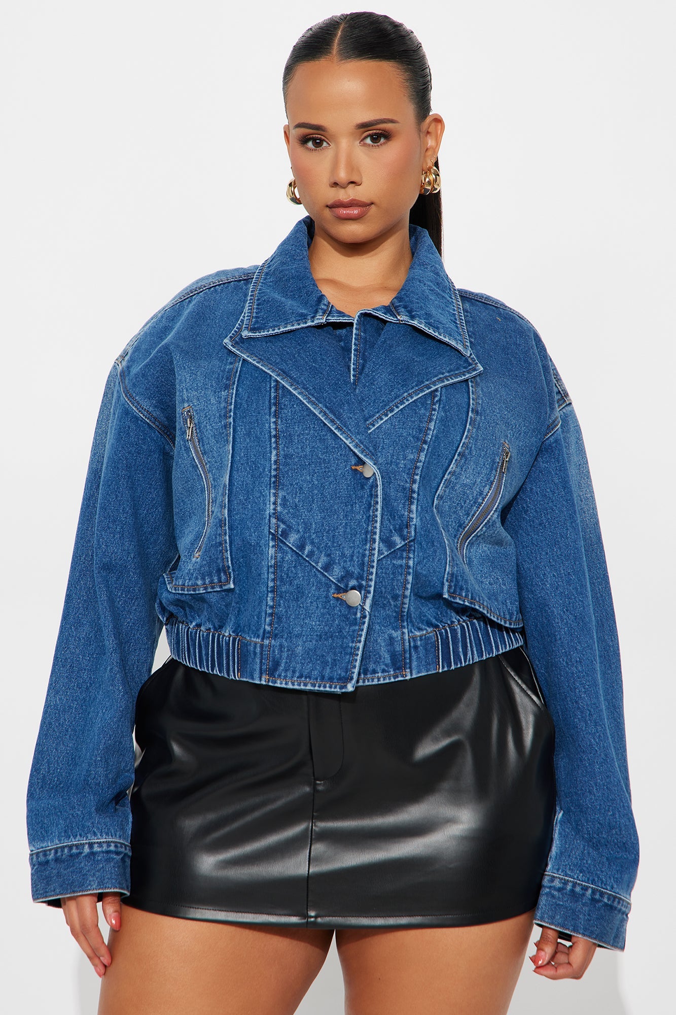 Isabel Denim Bomber Jacket - Medium Wash