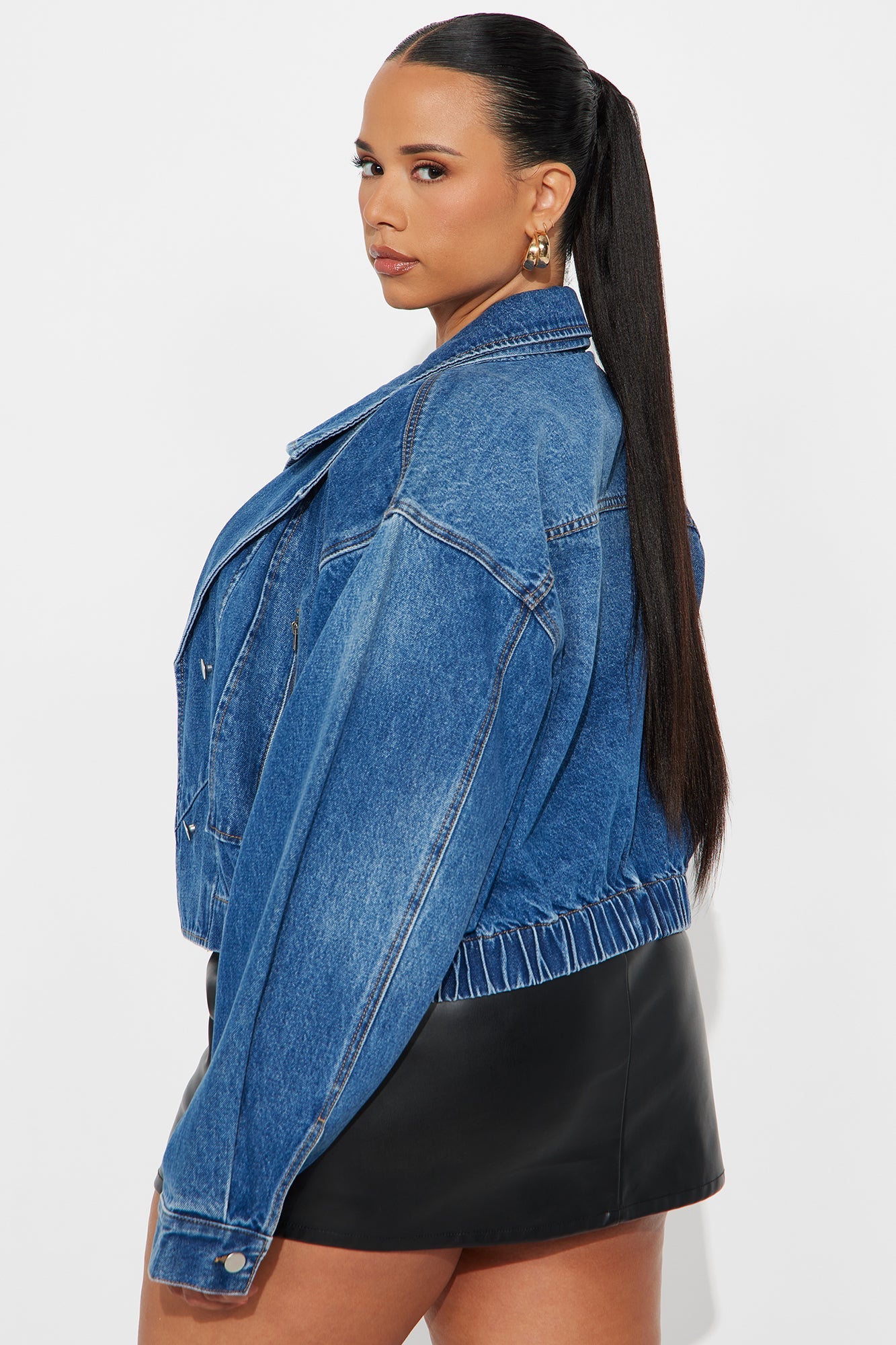 Isabel Denim Bomber Jacket - Medium Wash