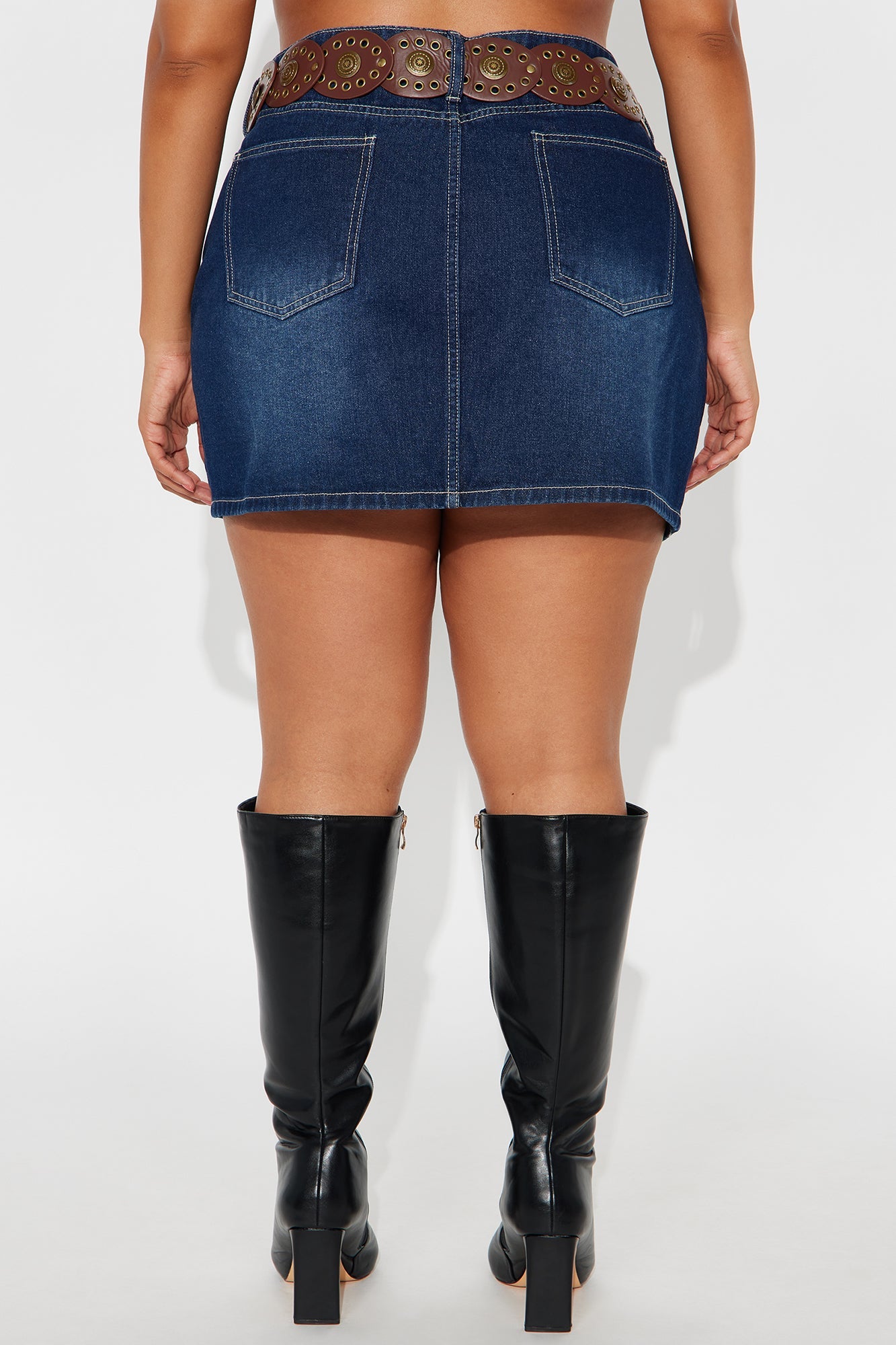 Darcy Belted Denim Mini Skirt - Dark Wash