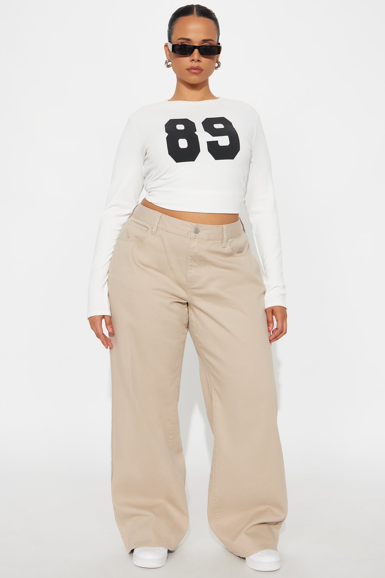 Be A Rockstar Twill Wide Leg Pant 33″ - Beige