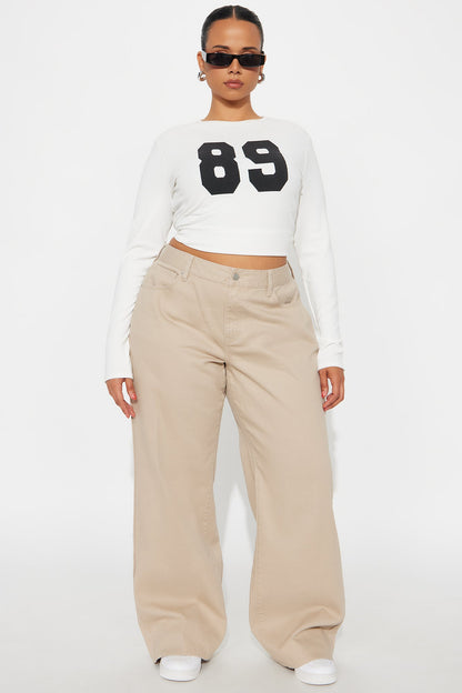 Be A Rockstar Twill Wide Leg Pant 33″ - Beige