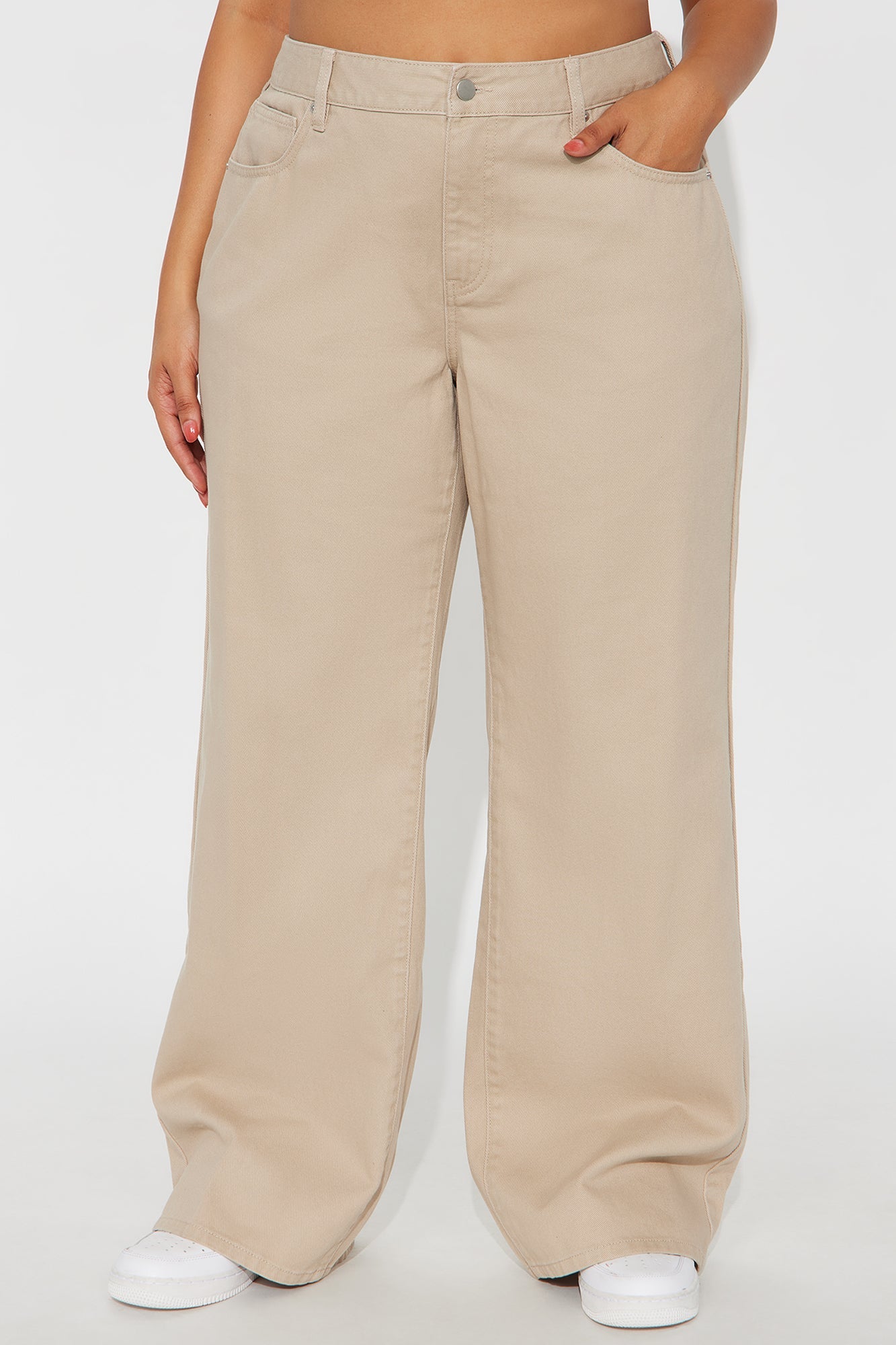 Be A Rockstar Twill Wide Leg Pant 33″ - Beige