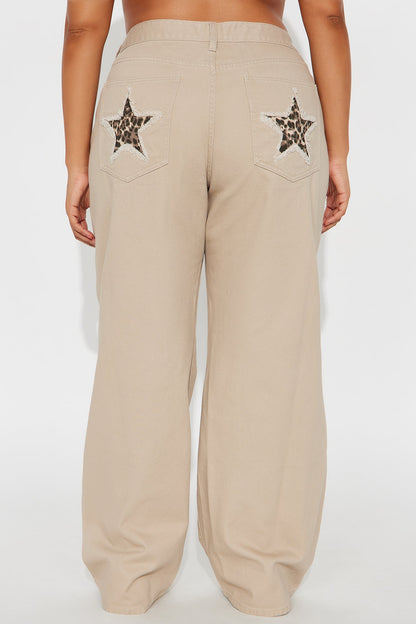 Be A Rockstar Twill Wide Leg Pant 33″ - Beige