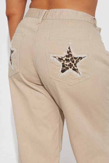 Be A Rockstar Twill Wide Leg Pant 33″ - Beige