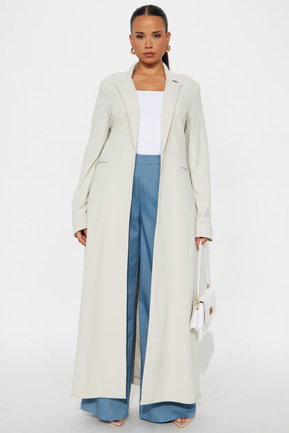 Feeling Regal Crepe Coat - Oatmeal