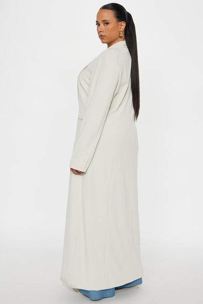 Feeling Regal Crepe Coat - Oatmeal