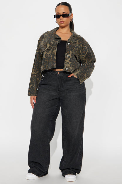 Jungle Brat Cropped Leopard Jacket - Leopard