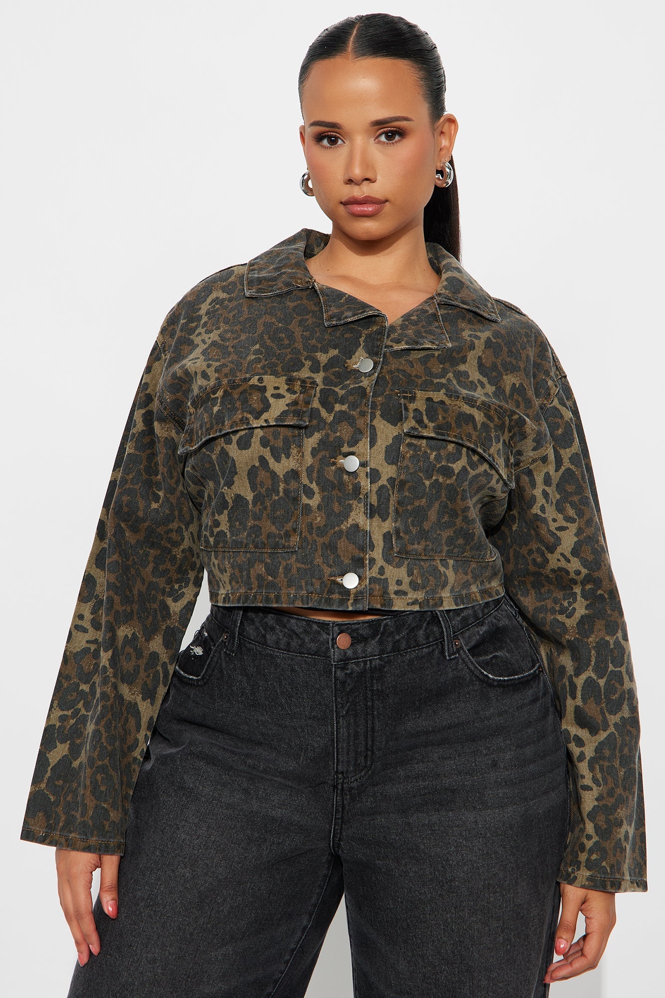 Jungle Brat Cropped Leopard Jacket - Leopard