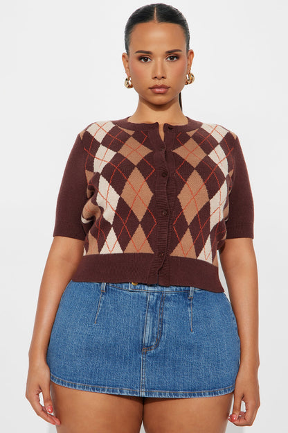 Expensive Taste Argyle Sweater - Brown/combo