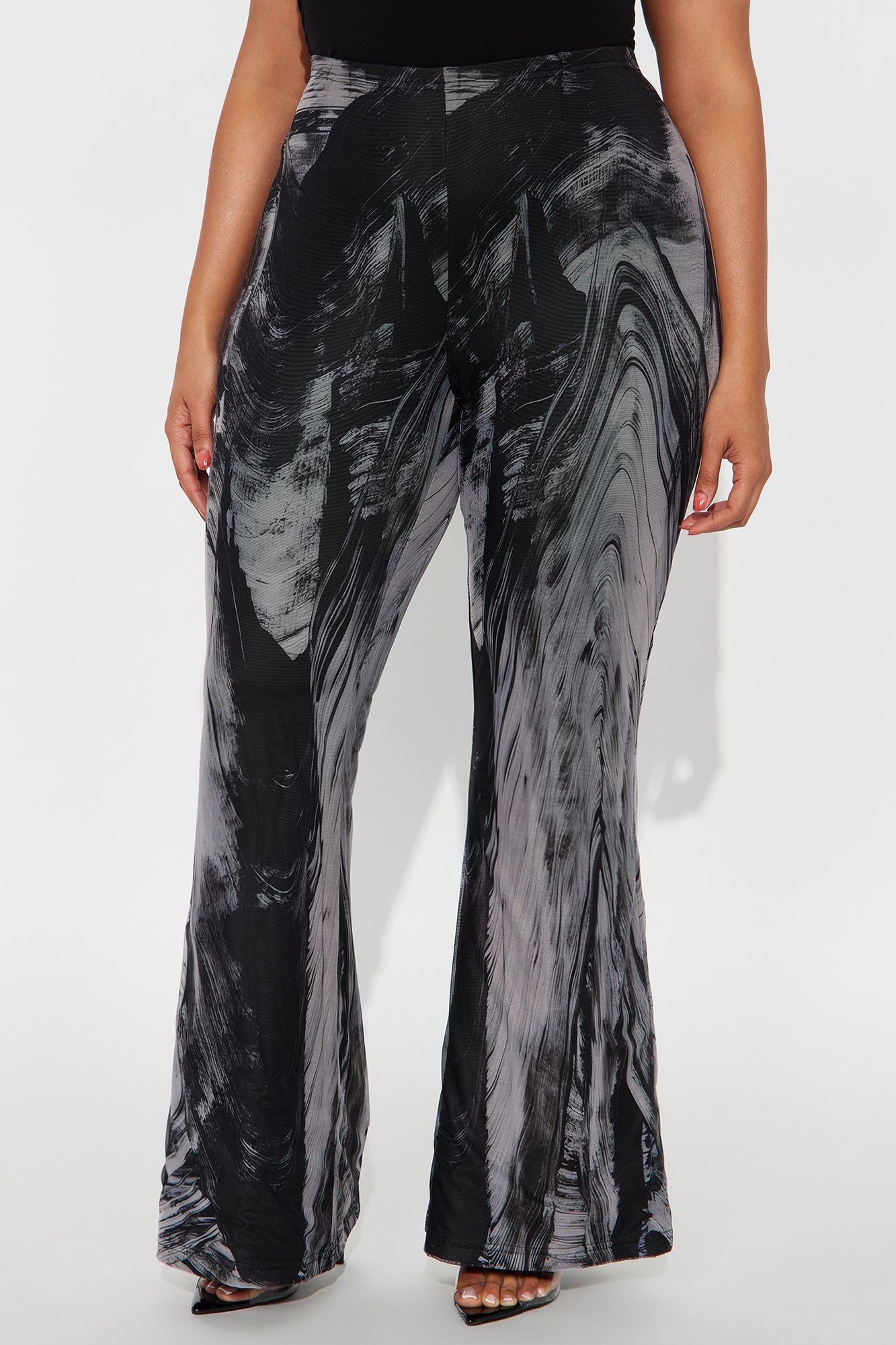 Mood Change Marbled Mesh Flare Pant 32″ - Grey/combo