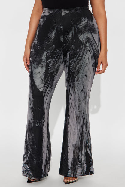 Mood Change Marbled Mesh Flare Pant 32″ - Grey/combo