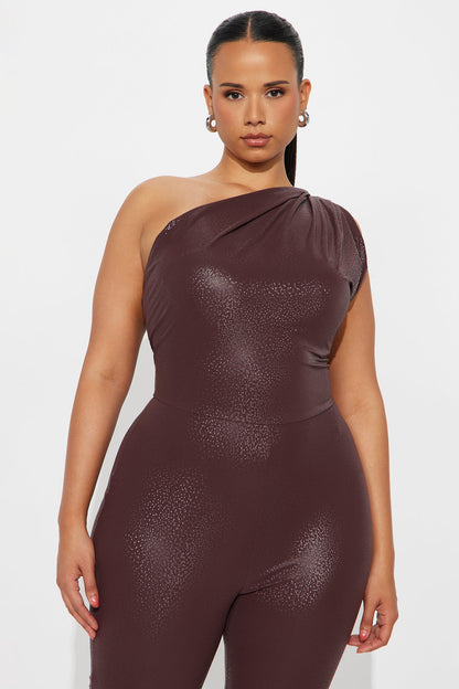 Lucid Lover Faux Leather Jumpsuit - Wine