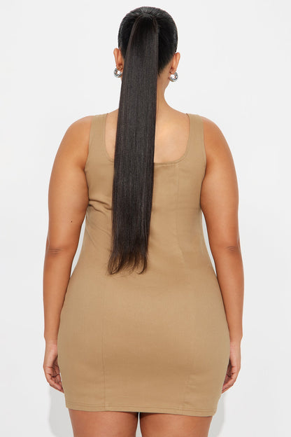 Cami Cargo Twill Stretch Mini Dress - Taupe