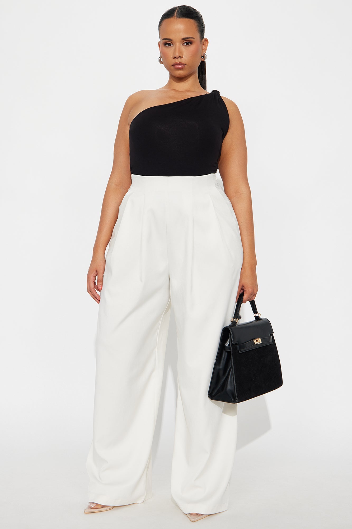 Nicole Wide Leg Trouser Pant 33 - Ivory