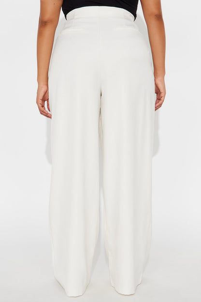 Nicole Wide Leg Trouser Pant 33 - Ivory