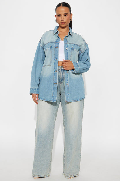 In Your Dreams Denim Shacket - Vintage Wash
